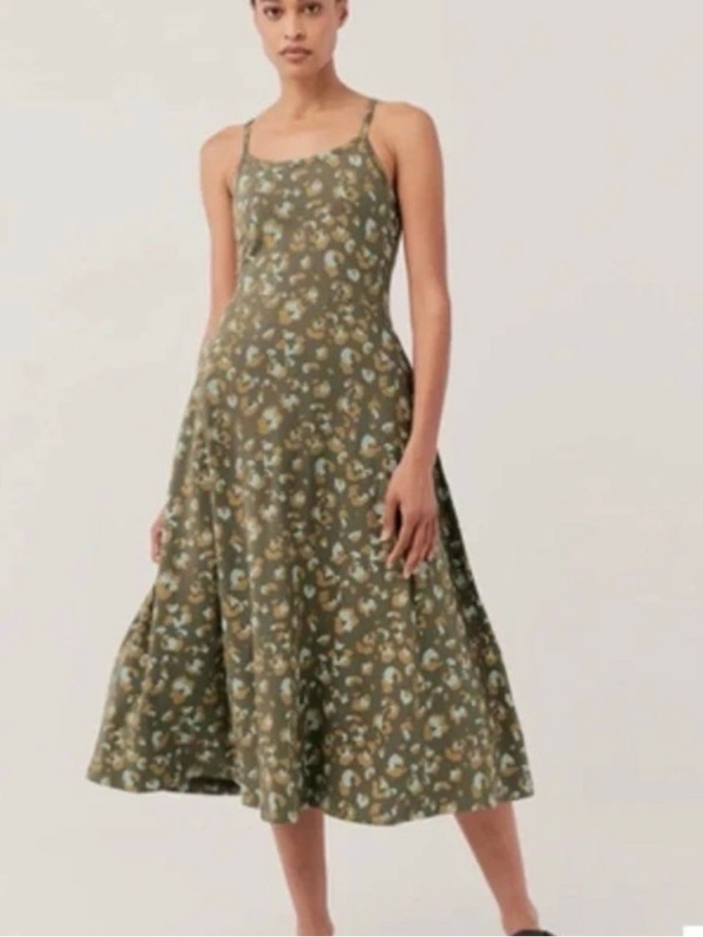 Pact Fit & Flare Organic Cotton Midi Sun Dress Lg NWT